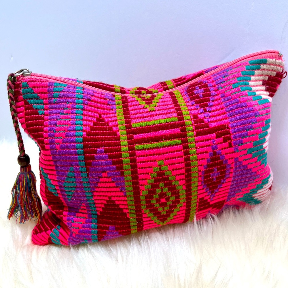- Pink Chicken New York Multicolored Jacquard Fabric Made in India Clutch/…